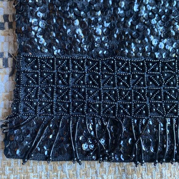Vintage 50's Black‎ Beaded Sequins sleeveless top Blouse John Wanamaker M medium - Picture 8 of 9